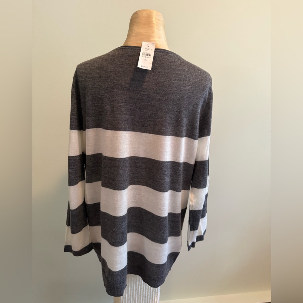 SOL-NOT AVAILABLE LOFT Charcoal & Winter White Knit Sweater - Picture 4 of 6
